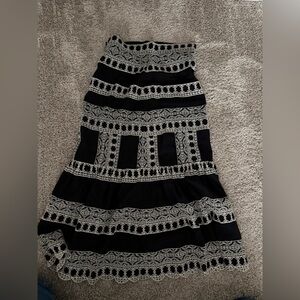 Zara Black and White Geometric Maxi Skirt